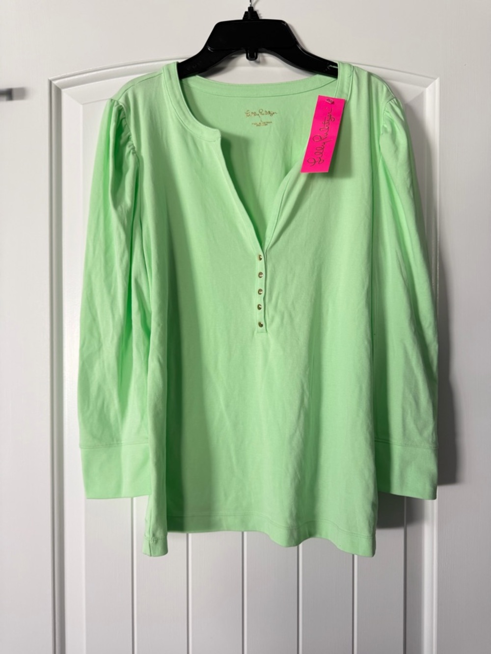 NWT Lilly Pulitzer Pistachio Green Henley Long Sleeve Marlie Knit Top